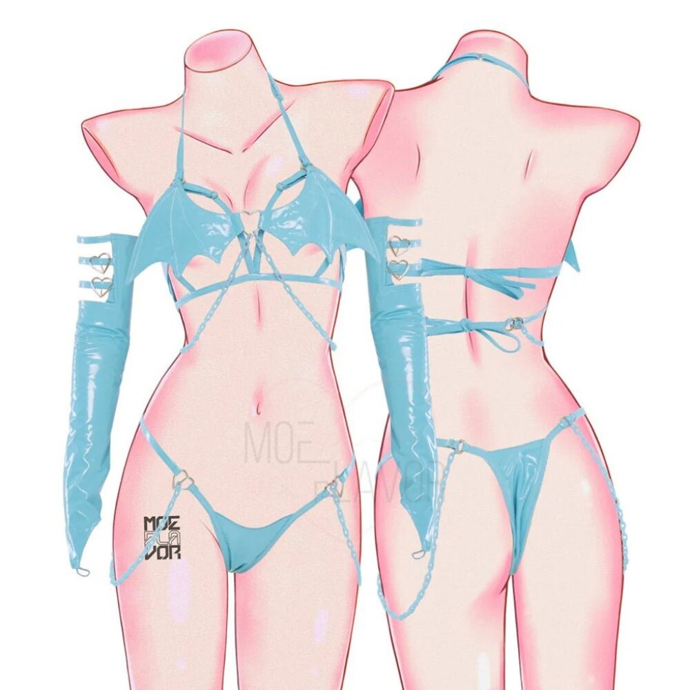 Moeflavor Pastel Succubus Cosplay Horns & Lingerie (NWOT) • Size: S/M
